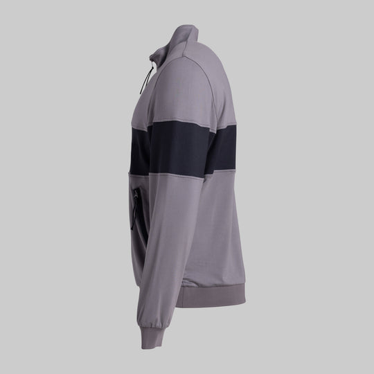 French Terry Quarter Zip - Brushed Nickel/Jet Black